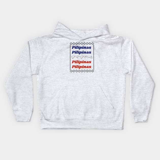 Pilipinas / Baybayin word Pilipinas (Philippines) Kids Hoodie by Pirma Pinas